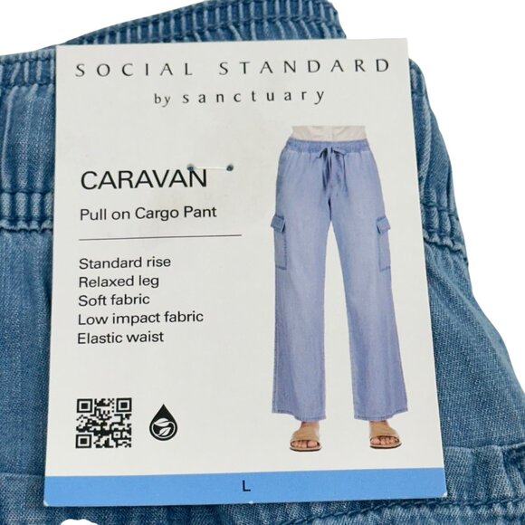 Social Standard By Sanctuary Womens Pull-On Cargo Pants SZ Large Elastic Waist - Picture 10 of 10